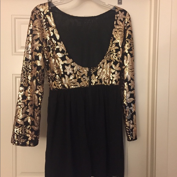 ASOS Curve Club L brand black & gold sequin dress - Picture 2 of 4